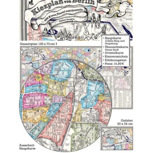 Berlin Karte, Kiezplan von Berlin Plakat 130x73cm