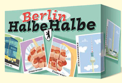 Berlin HalbeHalbe 30 Berliner Schönheiten zum Spielen von Claas Janssen Halbe-Halbe – Ein völlig neues Spiel-Erlebnis! Ein faszinierendes und außergewöhnlich gestaltetes Gedächtnisspiel, mit dem sich die deutsche Hauptstadt (neu) entdecken lässt. Je zwei zusammengehörige Karten zeigen ein gezeichnetes Berlin-Motiv – die Spieler müssen aus den verdeckten Karten die richtigen Paare herausfinden. Welche Hälften gehören zusammen und wer sammelt die meisten Motive? Ganz Berlin in liebevollen Illustrationen: Ideal für junge und alte Berliner, Touristen und alle, die die Hauptstadt lieben!